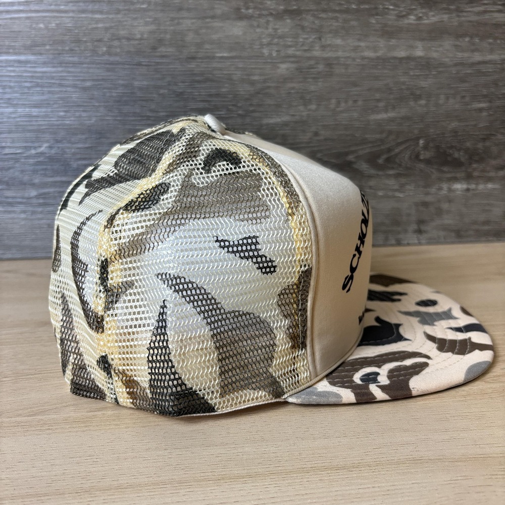 Vintage MOEN Scholzen Products Hat Cap Snap Back Tan Camo Trucker Mesh - Picture 6 of 9